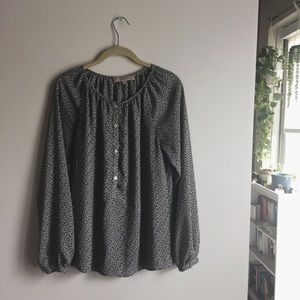 ✨ last chance! • flecked black & white blouse •